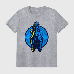 Футболка хлопковая мужская Синий скакун, цвет: меланж