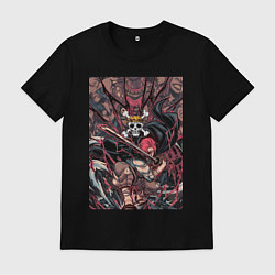 Футболка хлопковая мужская Ван-Пис Шанкс команда, цвет: черный