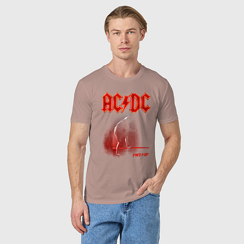 Мужская футболка AC DC Power up - Angus Young / Пыльно-розовый – фото 3