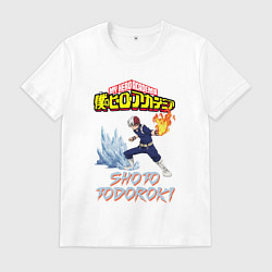 Футболка хлопковая мужская Моя геройская академия Шото герой, цвет: белый