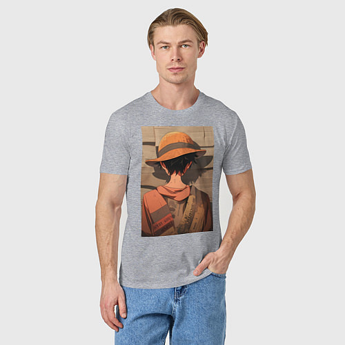 Мужская футболка Ван-Пис Луффи стенгазета / Меланж – фото 3