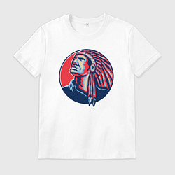 Футболка хлопковая мужская Гордый апачи, цвет: белый