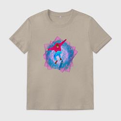 Футболка хлопковая мужская Парень на скейте, цвет: миндальный