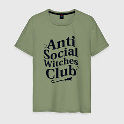 Футболка хлопковая мужская Anti social witches club, цвет: авокадо