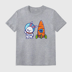 Футболка хлопковая мужская Зайка астронавт, цвет: меланж