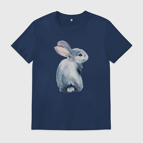 Мужская футболка Кролик арт / Тёмно-синий – фото 1