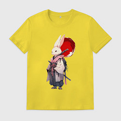 Футболка хлопковая мужская Заяц ронин, цвет: желтый