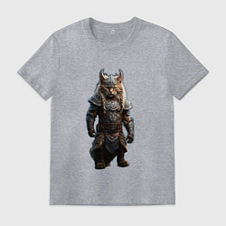 Футболка хлопковая мужская Кот викинг, цвет: меланж