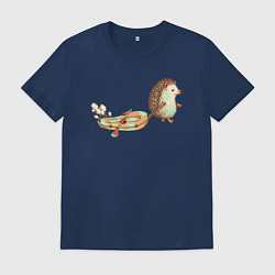 Футболка хлопковая мужская Ежик со спущенной лодкой, цвет: тёмно-синий