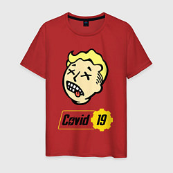 Футболка хлопковая мужская Vault boy - covid 19, цвет: красный