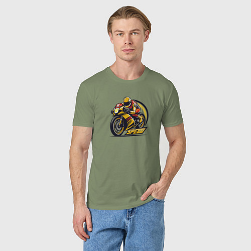 Мужская футболка Гонщик на гоночном мотоцикле / Авокадо – фото 3
