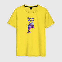 Футболка хлопковая мужская Hipster whale, цвет: желтый