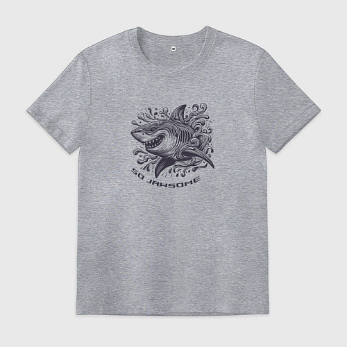 Мужская футболка Ухмыляющаяся акула в волнах / Меланж – фото 1