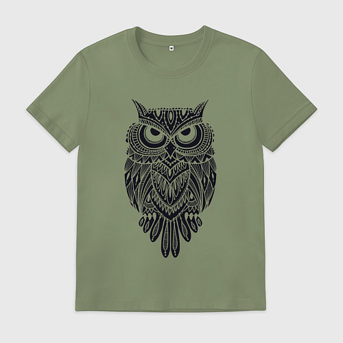 Мужская футболка Расписной филин / Авокадо – фото 1