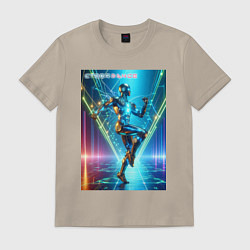 Футболка хлопковая мужская Cool cyber dancer - neon glow, цвет: миндальный