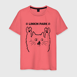 Футболка хлопковая мужская Linkin Park 2024 - rock cat, цвет: коралловый