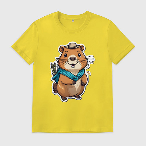 Мужская футболка Счастливая капибара / Желтый – фото 1