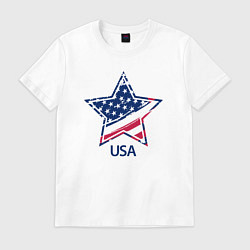 Футболка хлопковая мужская Star - USA, цвет: белый