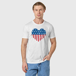 Футболка хлопковая мужская Сердце США, цвет: белый — фото 2