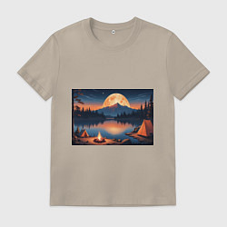 Мужская футболка Костер на берегу озера