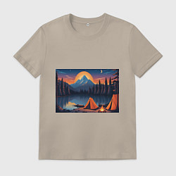 Мужская футболка Палатка на берегу озера