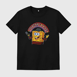 Футболка хлопковая мужская Губка Фредди - квадратные штаны Боб, цвет: черный