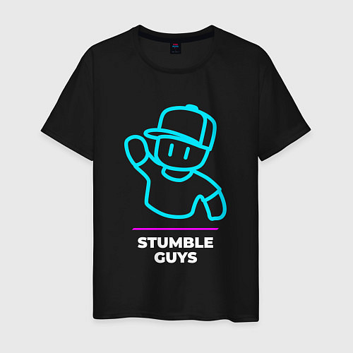 Мужская футболка Символ Stumble Guys в неоновых цветах / Черный – фото 1