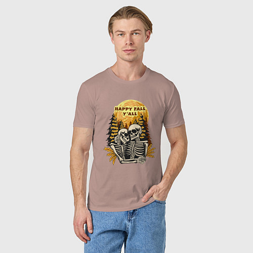 Мужская футболка Пара скелетов / Пыльно-розовый – фото 3