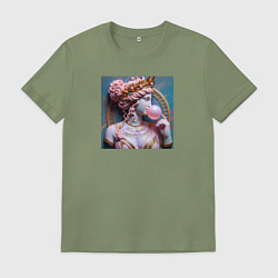 Футболка хлопковая мужская Богиня с розовой жвачкой, цвет: авокадо