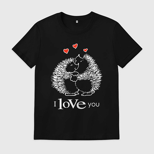 Мужская футболка Милые влюбленные ёжики / Черный – фото 1