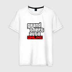 Футболка хлопковая мужская GTA online logo game, цвет: белый