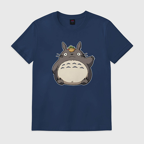 Мужская футболка Тоторо машет лапкой / Тёмно-синий – фото 1