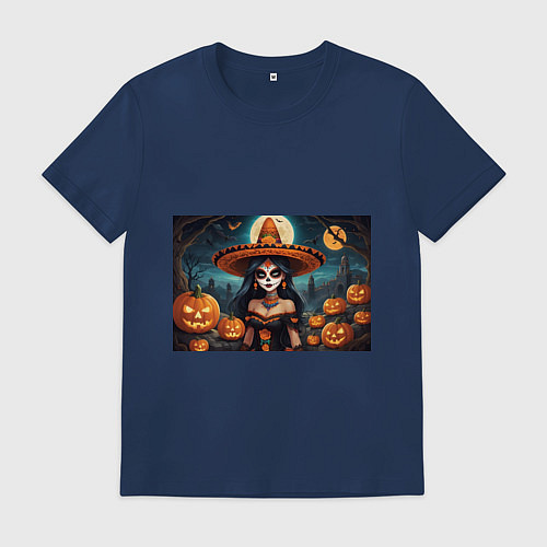 Мужская футболка Страшилки ведьмочка / Тёмно-синий – фото 1