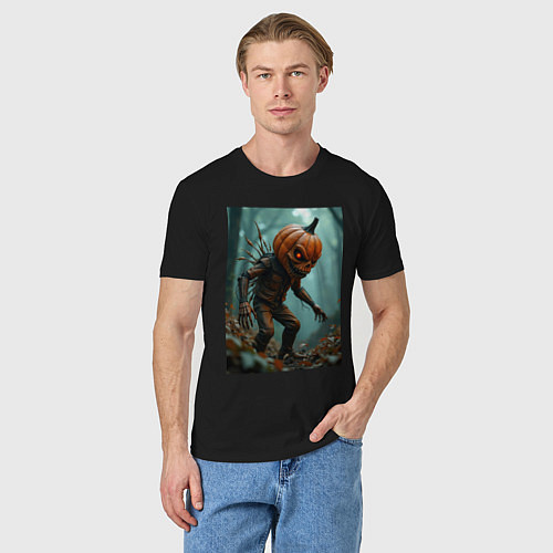 Мужская футболка Тыквенный монстр / Черный – фото 3