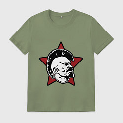 Футболка хлопковая мужская Значок - Владимир Ленин панк, цвет: авокадо