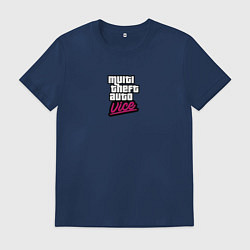 Футболка хлопковая мужская GTA vice city game logo, цвет: тёмно-синий