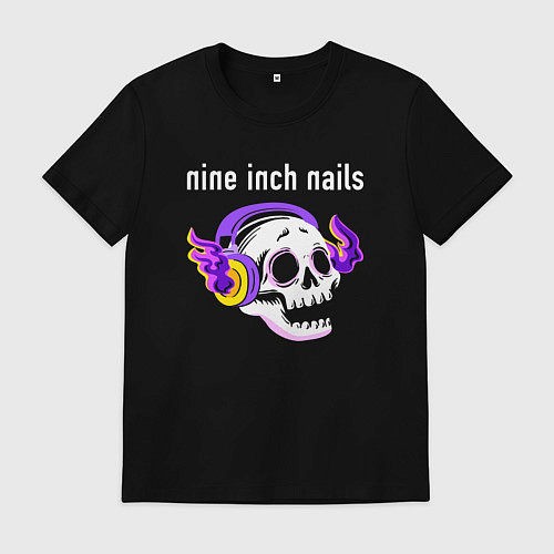 Мужская футболка Nine Inch Nails - неоновый череп / Черный – фото 1