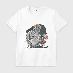 Футболка хлопковая мужская Хэллоуин зомби, цвет: белый