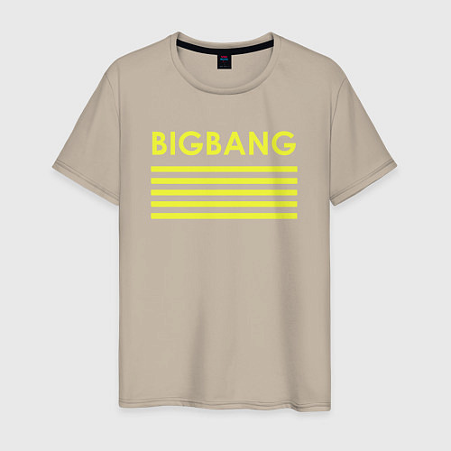 Мужская футболка Big bang с желтыми полосами / Миндальный – фото 1