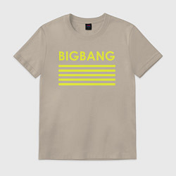 Футболка хлопковая мужская Big bang с желтыми полосами, цвет: миндальный