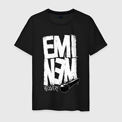Футболка хлопковая мужская Eminem - microphone, цвет: черный