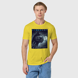 Футболка хлопковая мужская Cyber black cat - ai art fantasy, цвет: желтый — фото 2