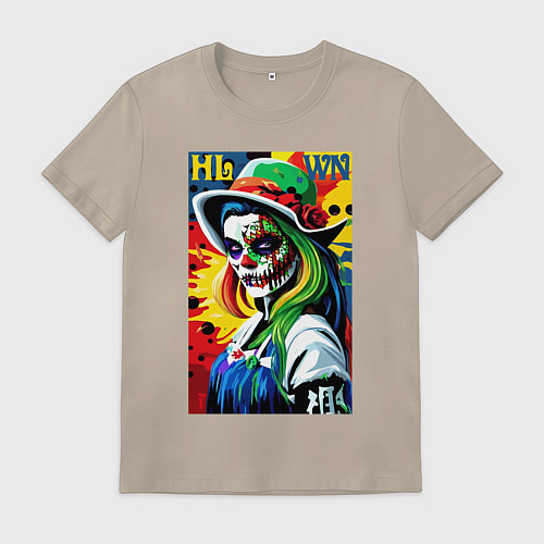 Мужская футболка Girl witch - pop art / Миндальный – фото 1