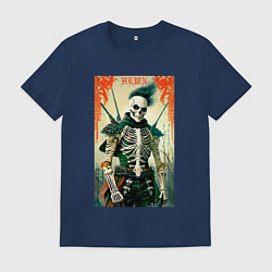 Футболка хлопковая мужская Готический скелет - хэллоуин, цвет: тёмно-синий