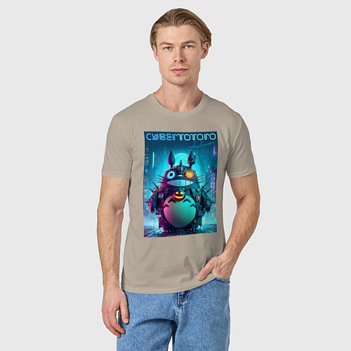 Мужская футболка Cyber Totoro - halloween fantasy / Миндальный – фото 3