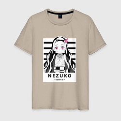 Футболка хлопковая мужская Nezuko girl hunter one, цвет: миндальный