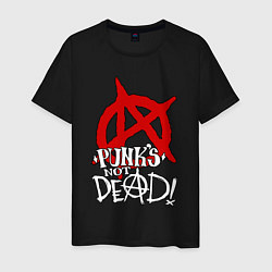 Футболка хлопковая мужская Punks not dead title, цвет: черный