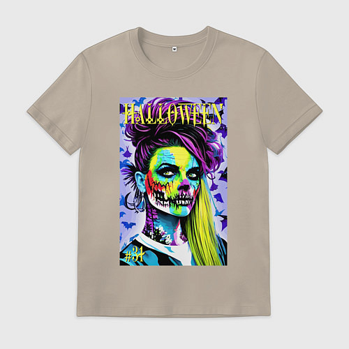 Мужская футболка Halloween zombie - magazin cover / Миндальный – фото 1