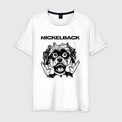 Футболка хлопковая мужская Nickelback - rock dog, цвет: белый