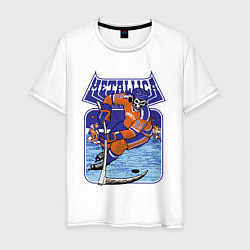 Футболка хлопковая мужская Metallica - hockey, цвет: белый